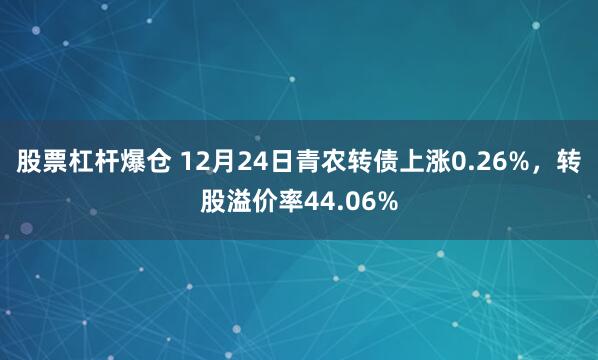 股票杠杆爆仓 12月24日青农转债上涨0.26%，转股溢价率44.06%