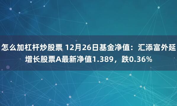 怎么加杠杆炒股票 12月26日基金净值：汇添富外延增长股票A最新净值1.389，跌0.36%