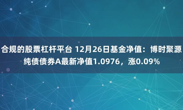 合规的股票杠杆平台 12月26日基金净值：博时聚源纯债债券A最新净值1.0976，涨0.09%