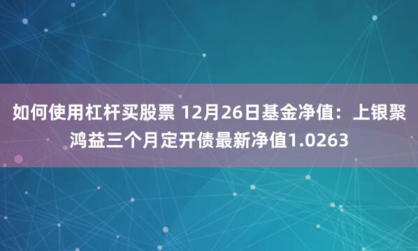 如何使用杠杆买股票 12月26日基金净值：上银聚鸿益三个月定开债最新净值1.0263