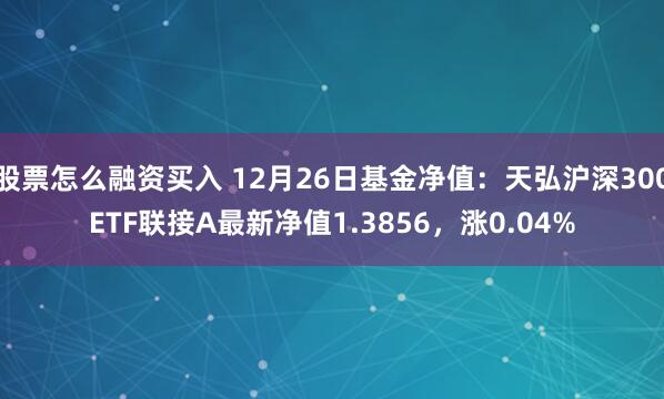 股票怎么融资买入 12月26日基金净值：天弘沪深300ETF联接A最新净值1.3856，涨0.04%